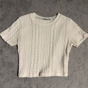 Zara Cream Cable Knit Crop Top